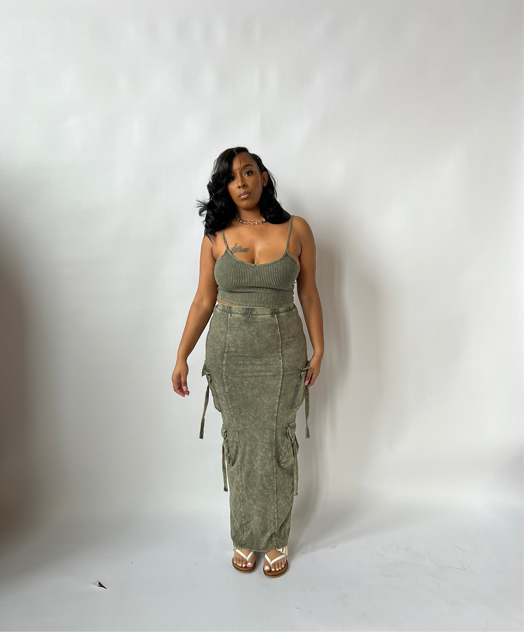 Undeniably Her Ribbed Cargo Skirt Set